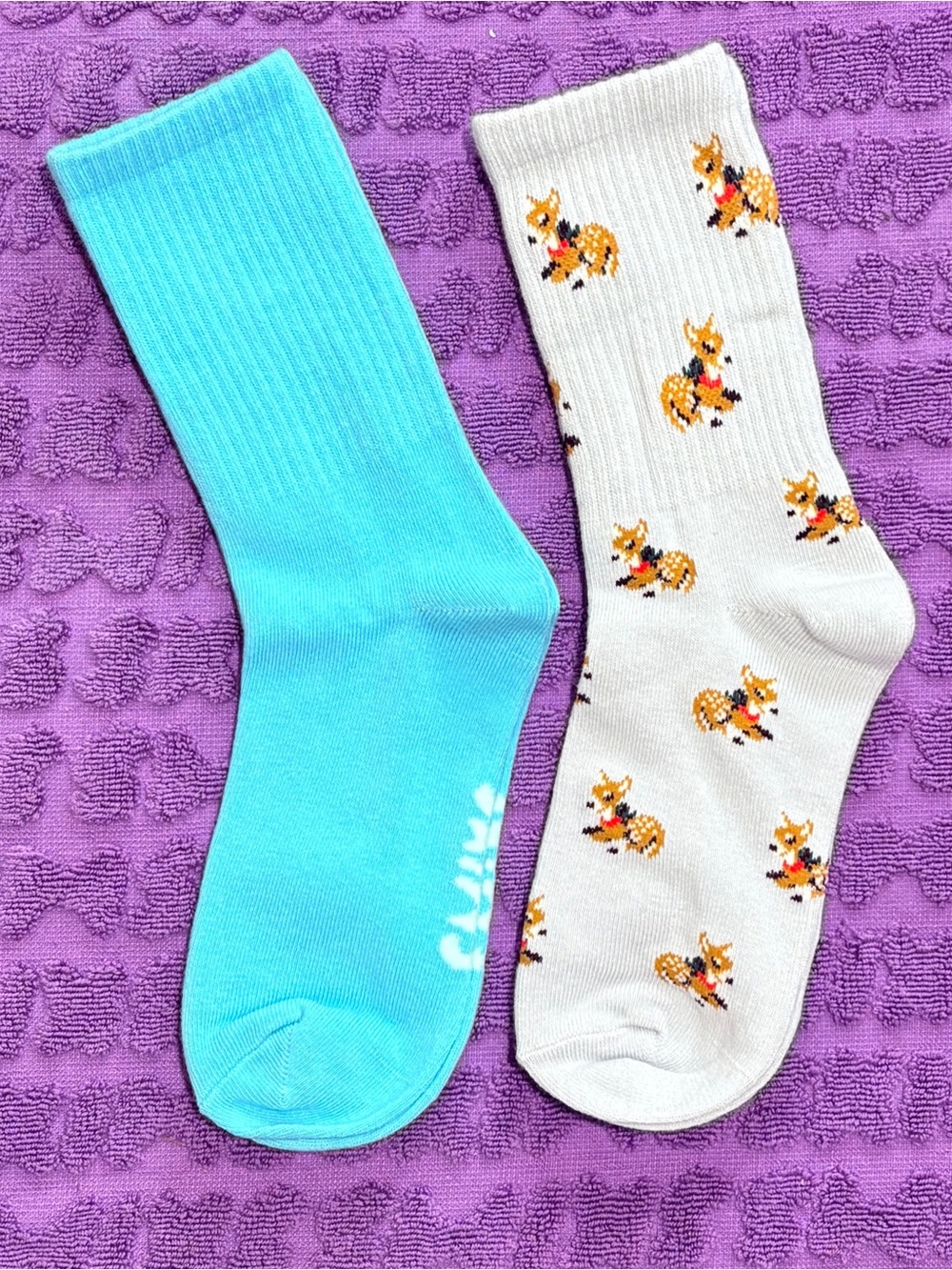 SKIMS Ribbed Crew Sock Bundle | Cyan Blue & Fawn Fox | NWOT🏷️